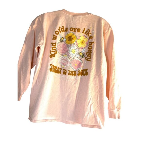 Simply Southern Girls Graphic Tee Long Sleeves Melon Size Youth L - Picture 2 of 6